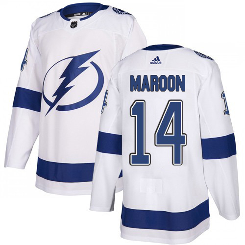 Adidas Tampa Bay Lightning Men #14 Pat Maroon White Road Authentic Stitched NHL Jersey->vancouver canucks->NHL Jersey